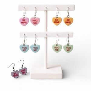 NEW-5 pc Valentine Hearts “Be mine &Hug me” earring set you get all 5 colors
